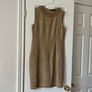 Elie Tahari Oatmeal tan lined linen shift dress, 8